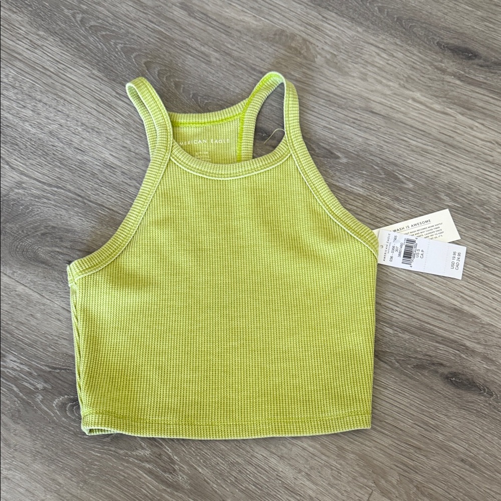 Lime Green Ribbed Tank Top American Eagle small juniors